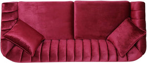 Contemporary Velvet 3 Seater Sofa, Wine - EK CHIC HOME