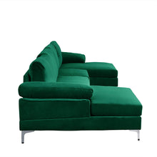 Load image into Gallery viewer, Large Velvet Fabric U-Shape Sectional Sofa, Double Extra Wide Chaise - EK CHIC HOME