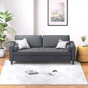 Convertible Futon Sofa Bed, 83“ W Sleeper Sofa Bed Couch with Spring Cushion - EK CHIC HOME