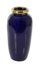 Load image into Gallery viewer, Deco Glazed Blue Ceramic Urn Vase, 10&quot; x 6&quot;, Gold - EK CHIC HOME