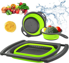 Load image into Gallery viewer, Collapsible Colander Silicone Strainer Set 3 Foldable Food Strainers - EK CHIC HOME
