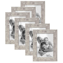 Load image into Gallery viewer, 6 pack 5x7 Picture Frame Wood White Woodgrain Photo Frames 5x7 (6 pack) - EK CHIC HOME