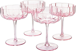 Flower Vintage Glass Coupes 7oz by The Wine Savant - EK CHIC HOME