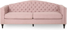 Load image into Gallery viewer, Traditional Button Tufted Fabric 3 Seater Sofa, Light Blush - EK CHIC HOME
