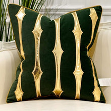 Load image into Gallery viewer, Navy Blue Gold Striped Cushion Cases Luxury European Throw Pillow Covers - EK CHIC HOME