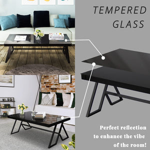 Tempered Glass Tea Table Coffee Table Cocktail Desk Table - EK CHIC HOME