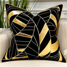 Load image into Gallery viewer, Navy Blue Gold Striped Cushion Cases Luxury European Throw Pillow Covers - EK CHIC HOME