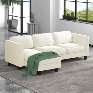 Convertible Sectional Sofa Couch, 86" W Velvet Sofas for Living Room - EK CHIC HOME