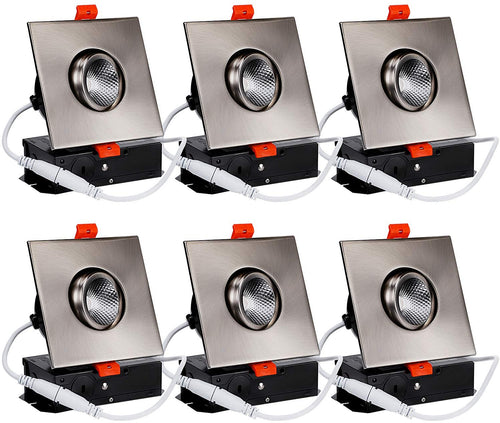 6-Pack 3 Inch LED Square Dimmable Recessed Light with J-Box - EK CHIC HOME