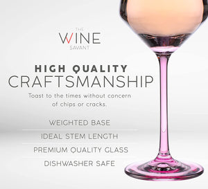 Colored Wine Glass Set, Large 12 oz Glasses Set of 6, Unique Italian Style - EK CHIC HOME