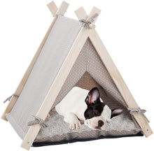 Load image into Gallery viewer, Portable Pet Canopy Teepee Indian Tent Bed for Little Dogs and Cats with a Soft Cushion - EK CHIC HOME