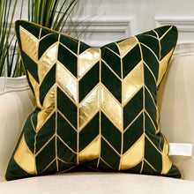 Load image into Gallery viewer, Navy Blue Gold Striped Cushion Cases Luxury European Throw Pillow Covers - EK CHIC HOME