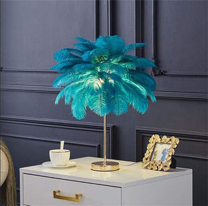 Modern Bedside  Table Lamp - Feather Shade - EK CHIC HOME