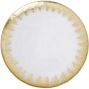 Glass Chargers for Dinner Plates - with Gold Rim - Set of 4 - EK CHIC HOME