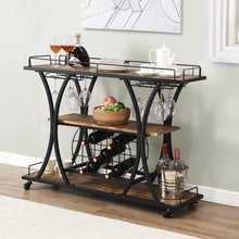Load image into Gallery viewer, Rustic Serving Bar Cart with 3-Tier Storage Shelves,Industrial - EK CHIC HOME