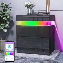 Load image into Gallery viewer, LED Nightstand, High Gloss Bedside Tables with Smart LED Strip Light - EK CHIC HOME