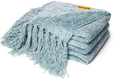 Load image into Gallery viewer, Fluffy Knitted Throw Blanket with Decorative Fringe for Home Décor - EK CHIC HOME