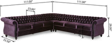 Load image into Gallery viewer, 7 Seater Velvet Tufted Chesterfield Sectional BlackBerry - EK CHIC HOME