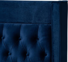 Load image into Gallery viewer, Modern and Contemporary Navy Blue Velvet Fabric Upholstered Queen Size - EK CHIC HOME