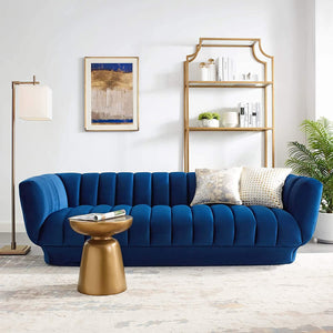 Vertical Channel Tufted Performance Velvet Sofa Couch in Gray - EK CHIC HOME
