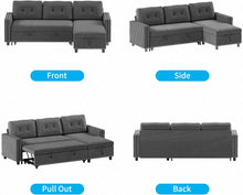 Load image into Gallery viewer, Velvet Reversible Sleeper Sofa with Large Storage Chaise, 3 Seat Reversible - EK CHIC HOME