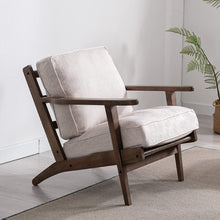 Load image into Gallery viewer, Mid-Century PU Leather Accent Chair with Solid Wood Frame - EK CHIC HOME