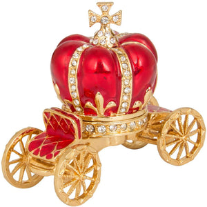 Hand Painted Enameled Cinderella Pumpkin Carriage Decorative Hinged Jewelry Trinket Box - EK CHIC HOME