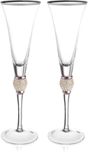 Load image into Gallery viewer, &quot;DIAMOND&quot; Studded Toasting Glasses With Gold Rim - Long Stem - EK CHIC HOME