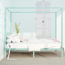 Load image into Gallery viewer, Green Metal Canopy Platform Bed Frame / Mattress Foundation - EK CHIC HOME