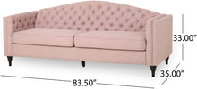 Load image into Gallery viewer, Traditional Button Tufted Fabric 3 Seater Sofa, Light Blush - EK CHIC HOME