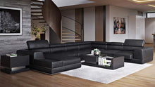Load image into Gallery viewer, TOP GRAIN Black Leather Sectional Sofa with Adjustable Headrests - Right Chaise - EK CHIC HOME