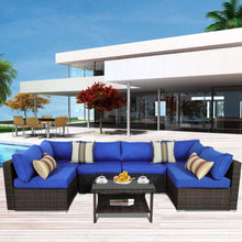 Load image into Gallery viewer, Patio Rattan Furniture Outside Sofa Black Rattan Couch Set - EK CHIC HOME