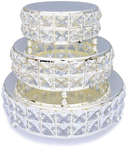 Gold Cake Stand Set of 3,  Pedestal Wedding Party Display with Crystals - EK CHIC HOME