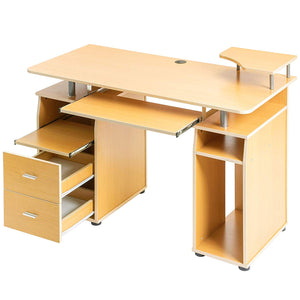 Home Office Computer Desk with Pull-Out Keyboard Tray and Drawers - EK CHIC HOME