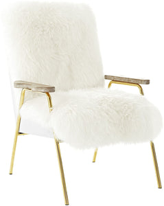 Luxurious Sheepskin Wool Accent Lounge Arm Chair - EK CHIC HOME