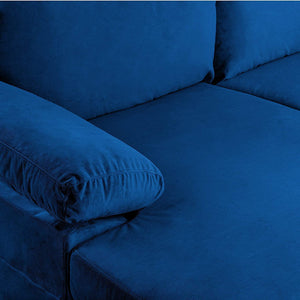 Large Velvet Fabric U-Shape Sectional Sofa, Deep Blue - EK CHIC HOME