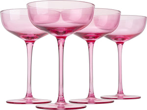 Colored Coupe Glass | 7oz | Set of 4 | Champagne & Cocktail Glasses - EK CHIC HOME