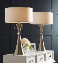 Load image into Gallery viewer, Art Deco Table Lamps Set of 2 Concave Column Hourglass - EK CHIC HOME