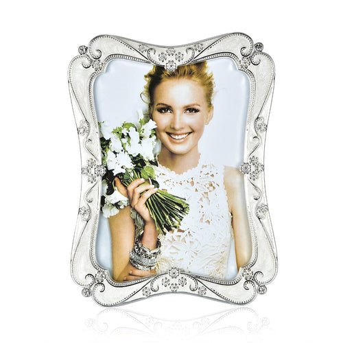 Wedding Photo Frame Silver Plated Picture Frame - 4x6 Inch Picture Frame - Inlay Rhinestones - EK CHIC HOME