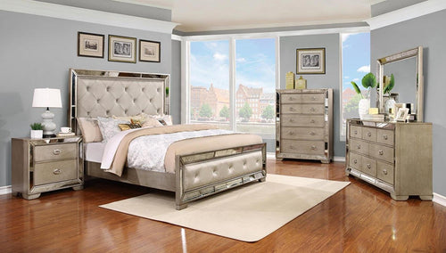 Lilyanna Beige Diamond Tufted Headboard Panel Bedroom Set 5 Pcs Classic - EK CHIC HOME