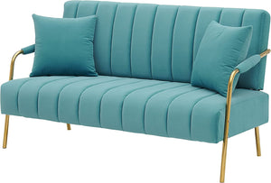 Upholstered Velvet Loveseat Sofa: 60" Mid Century 2 Seater - EK CHIC HOME