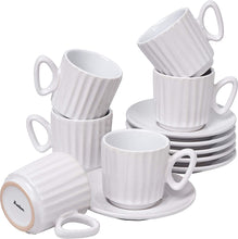 Load image into Gallery viewer, 4 Ounce Espresso Set of 6 Cups with Saucers - EK CHIC HOME