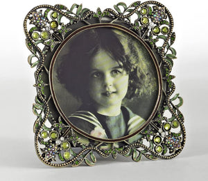 Decorative Jeweled Photo Frame - 4" Round (Clear) - EK CHIC HOME