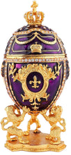 Load image into Gallery viewer, Hand Painted Enameled Elegant Purple Faberge Egg Style Decorative Hinged Jewelry Trinket Box - EK CHIC HOME