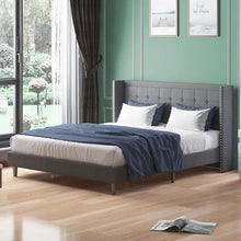 Load image into Gallery viewer, Queen Size Platform Bed Frame with Wingback Headboard - EK CHIC HOME