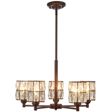 Load image into Gallery viewer, 5 Light Crystal Chandelier Lighting with Brown Finish,Modern and Concise Style Ceiling Light Fixture - EK CHIC HOME