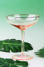 Load image into Gallery viewer, Colored Blush Pink &amp; Gilded Rim Coupe Glass, Large 9oz - EK CHIC HOME