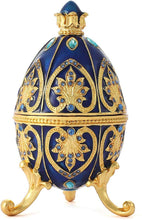 Load image into Gallery viewer, Hand Painted Faberge Egg Style Enamel Hinged Jewelry Trinket Box - EK CHIC HOME