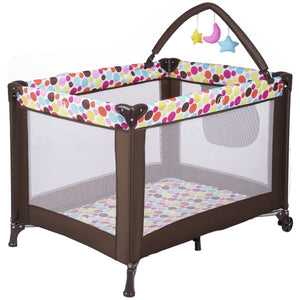Baby Playard, Convertible Playpen with Bassinet, Changing Table, Foldable Travel Bassinet Bed with Music Box - EK CHIC HOME