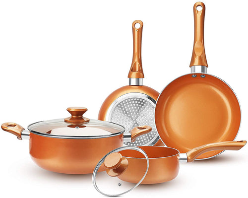 Non-stick Cookware Set 6 Pieces, Ceramic Non-Stick - EK CHIC HOME